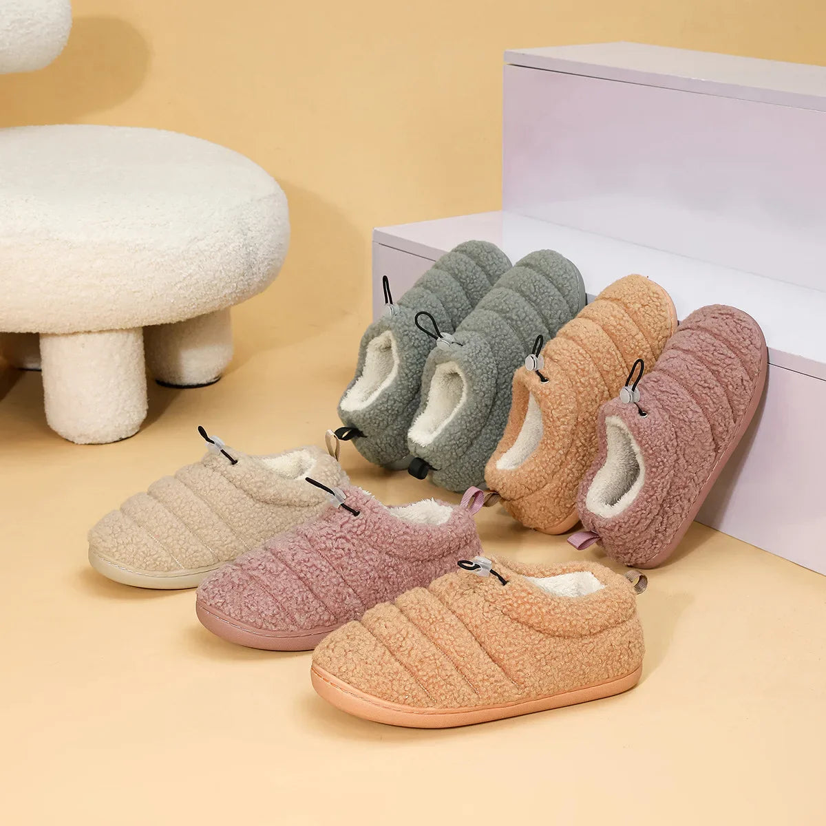 Smile Winter Warm Adjustable Cotton Slippers