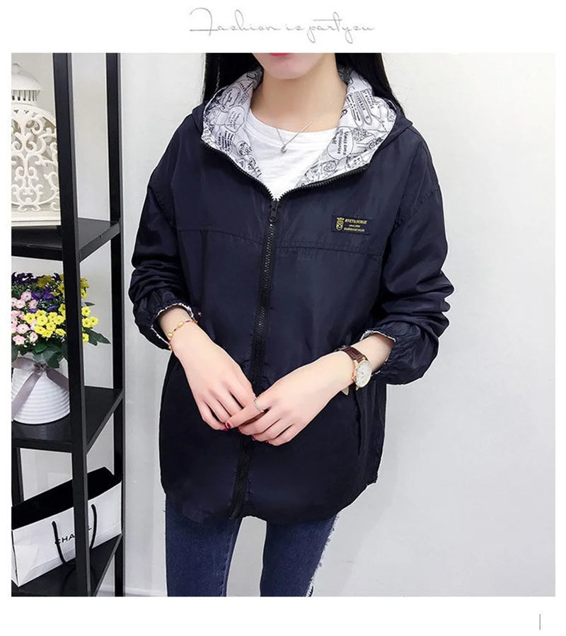 Double-Sided Hooded Trench Coat for Women