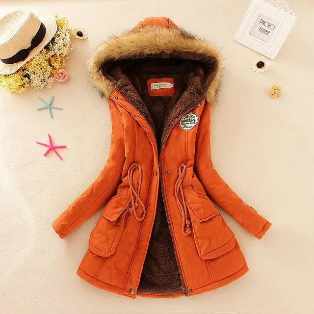 Autumn Winter Women’s Hooded Slim Coat