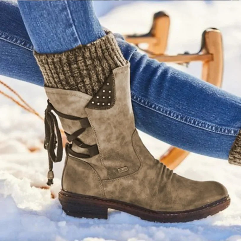 Stylish Mid-Calf Suede Winter Boots for Women