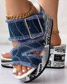 Switch Chic Denim Wedge Sandals 2 image