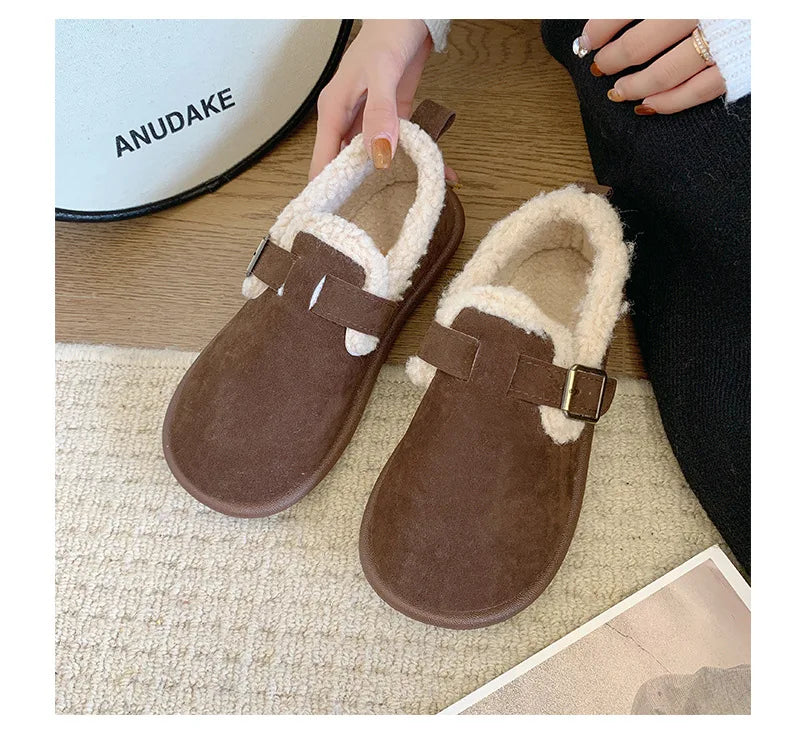 Autumn Winter Women’s Plush Flat Moccasins