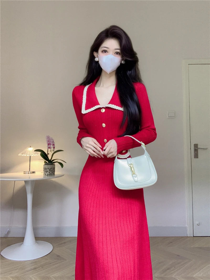 Elegant A-Line Knitted Dress for Women | Alfadarling