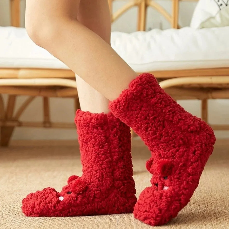 Women's Plush Non-Slip Coral Fleece Floor Socks | Alfadarling