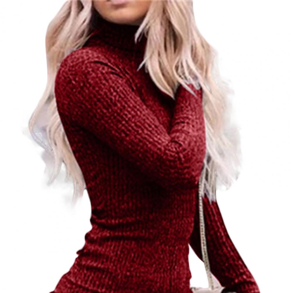 Sexy High Collar Slim Fit Mini Sweater Dress