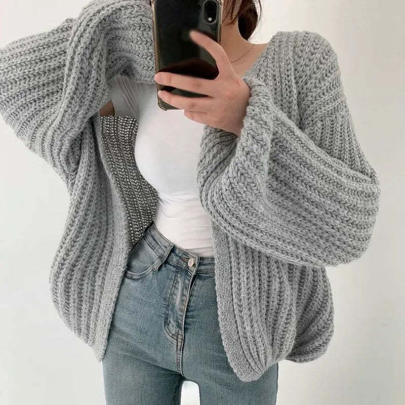 Korean Style Sweater Jacket - Autumn & Winter V-neck