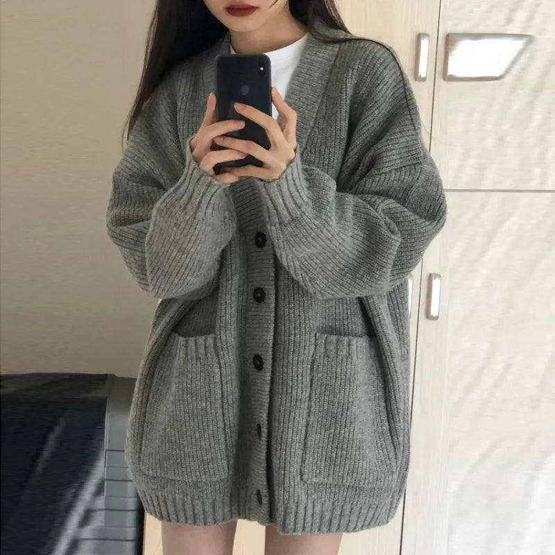 Autumn Winter Women’s V-Neck Loose Cardigan