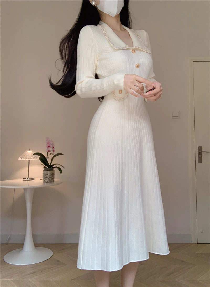 Elegant A-Line Knitted Dress for Women | Alfadarling