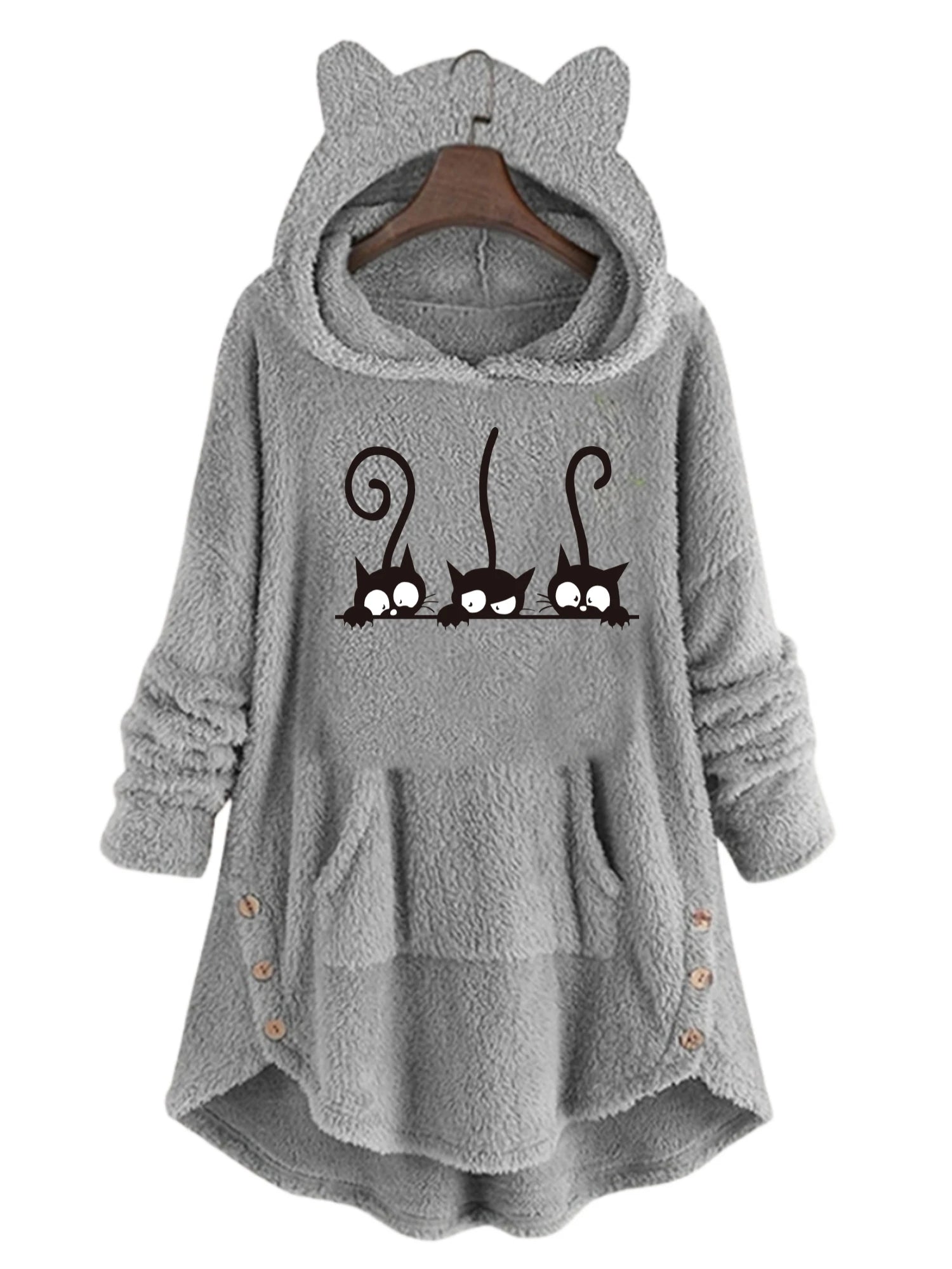 Autumn & Winter Plush Cat Ears Sweatshirt - Alfadarling