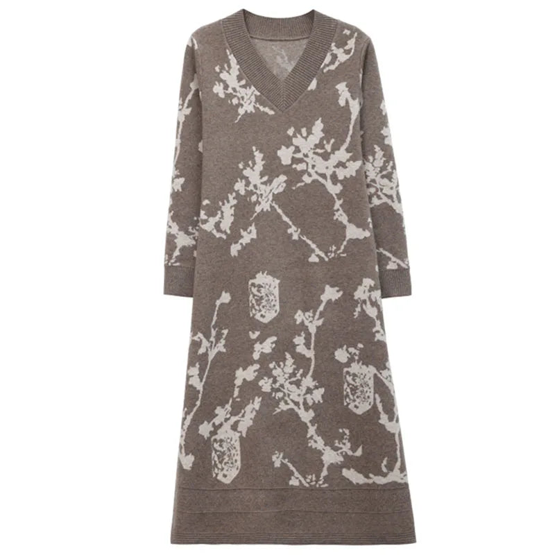 Temperament V-Neck Sweater Dress