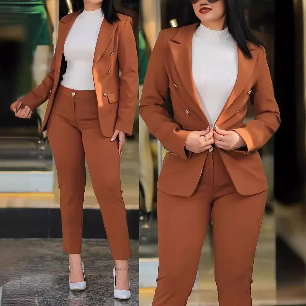 2-Piece Office Clothing Set - Blazer & Pencil Pants at Alphadarling