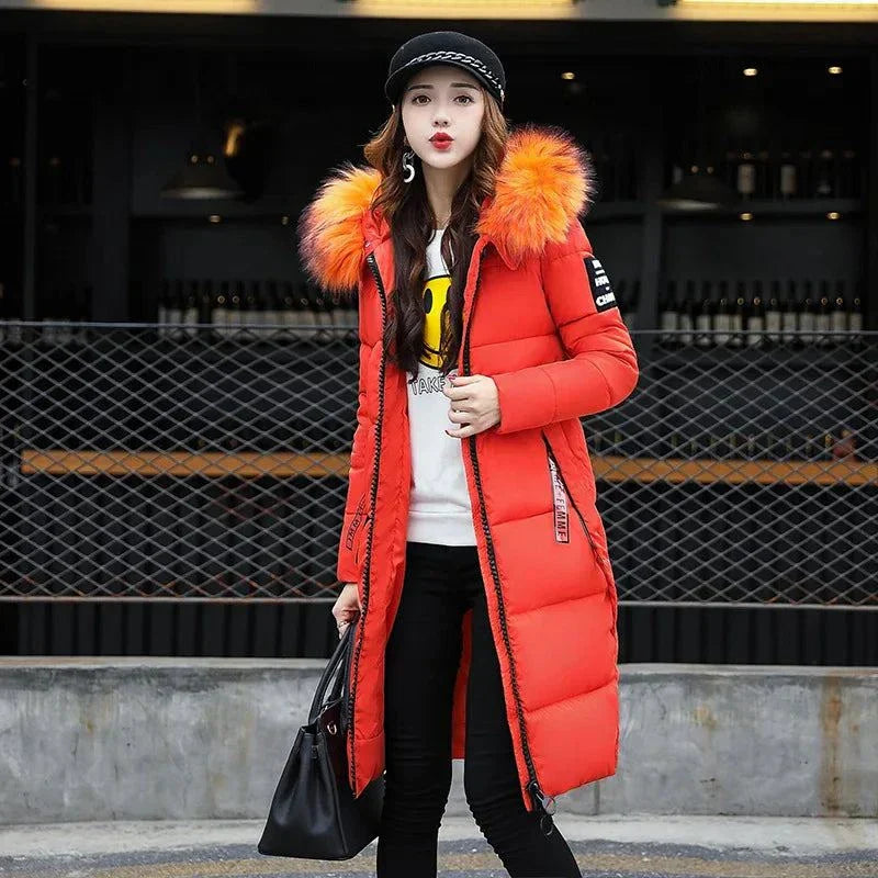 Winter Fashion Fur Collar Hoodie Parka for Women - Casual Zipper Design, Insulated, Trendy Bubble Puffer, Alfadarling.