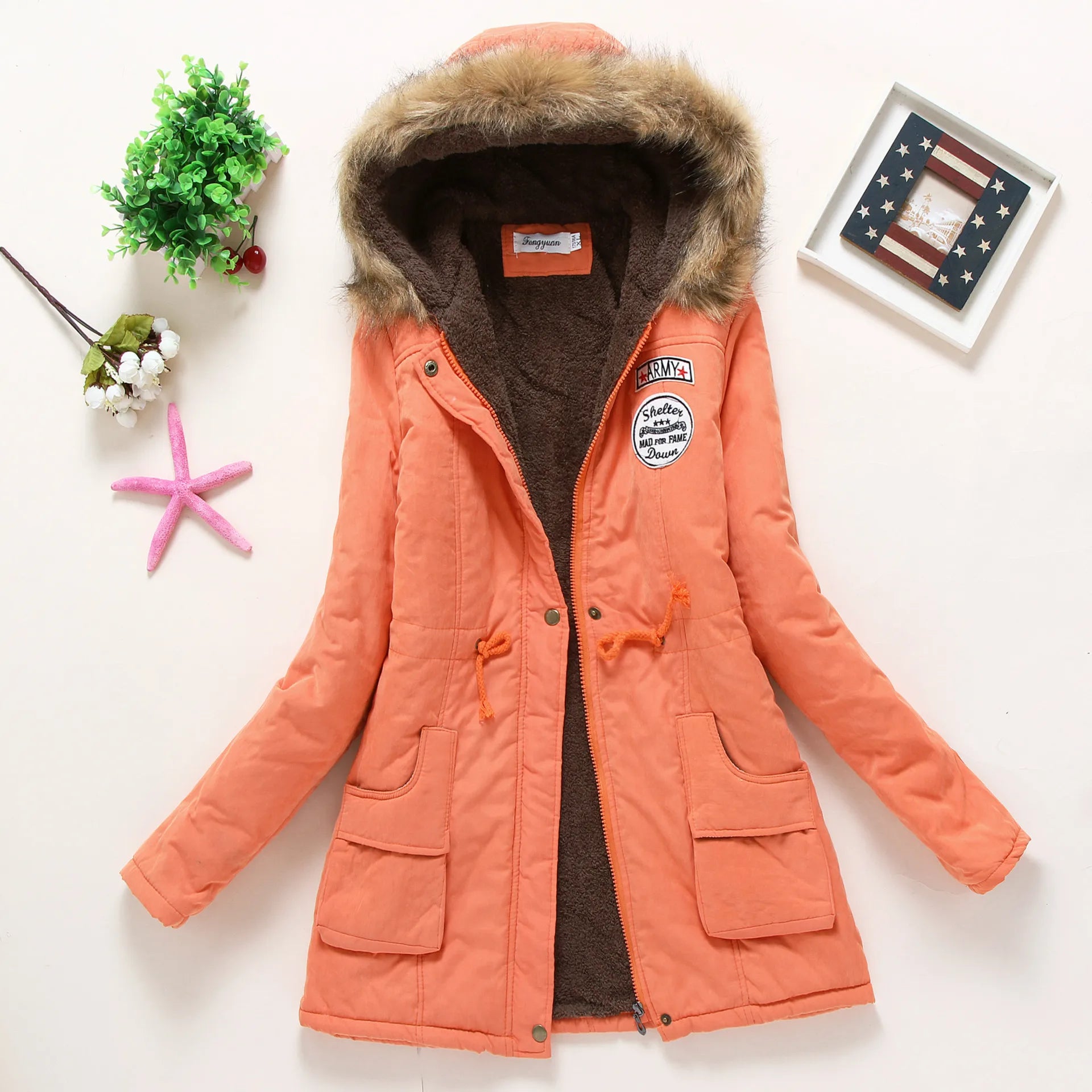 Spring Autumn Winter Jacket Thick Warm Hooded Parka