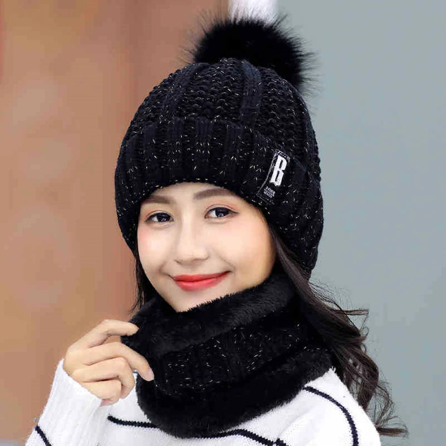 Brand Winter Knitted Scarf & Hat Set