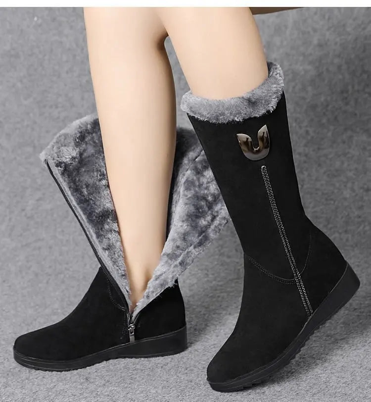 Women's Warm Chelsea High Fur Mid-Calf Boots | Alfadarling