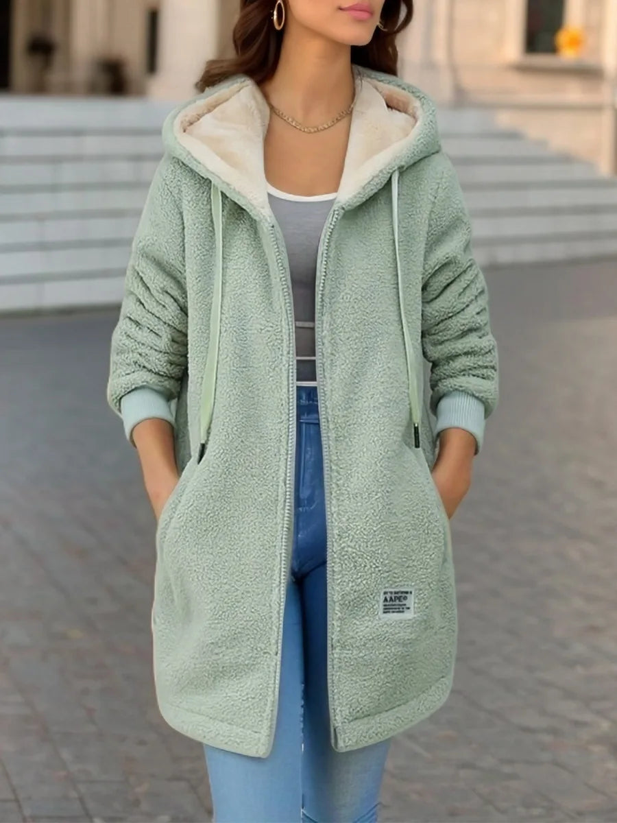 Thickened Fleece-lined Hooded Sweatshirt for Women