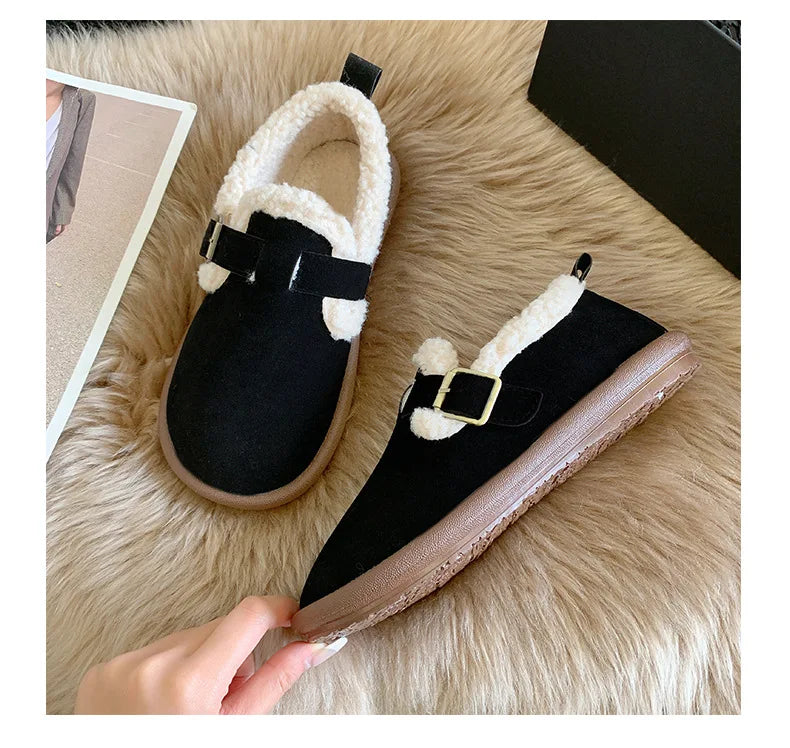 Autumn Winter Women’s Plush Flat Moccasins