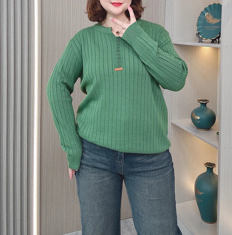 Women's V-Neck Knitted Sweater - Slimming & Stylish