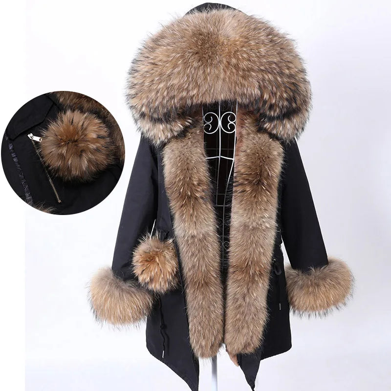 Luxury Hooded Real Fox Fur Jacket