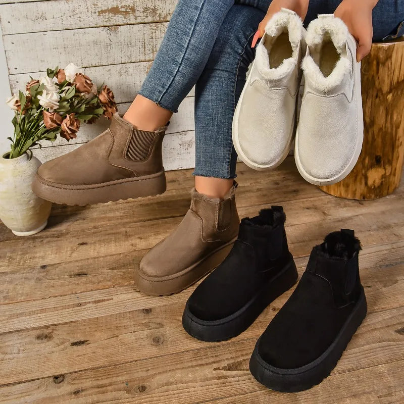 Cozy Suede Fur Chelsea Ankle Boots