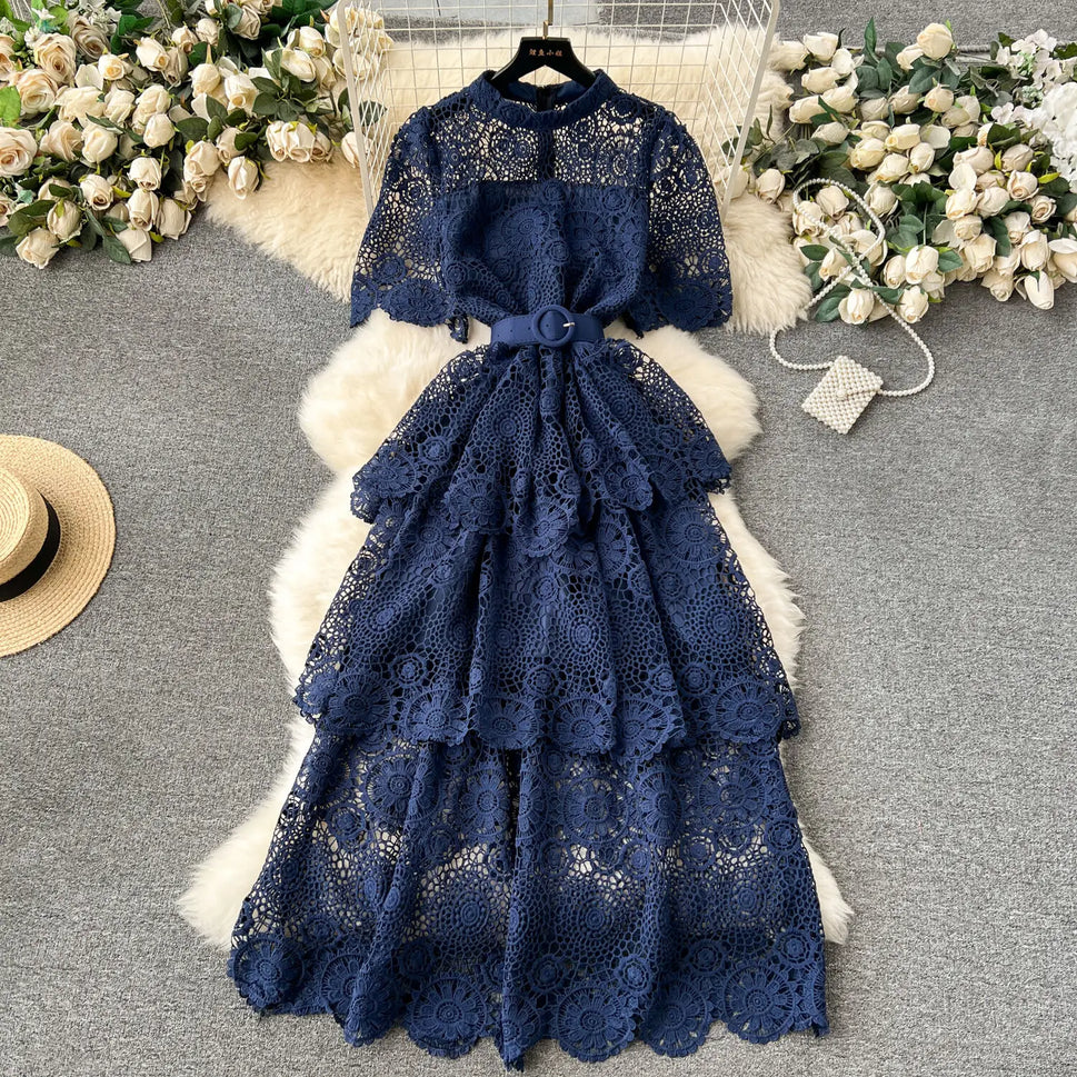 Ruffles Lace High Waist Dress – Sweet Style