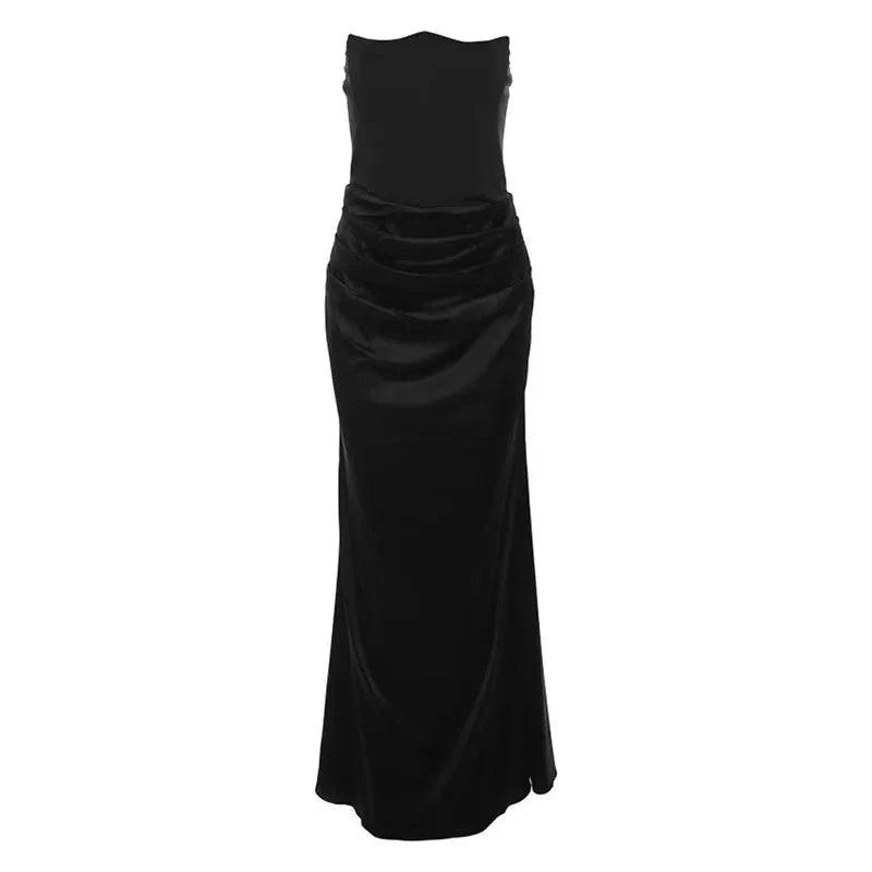 Strapless Satin Bodycon Maxi Dress