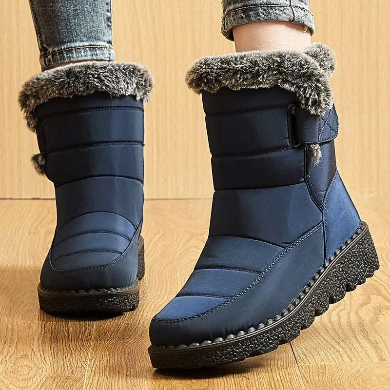 Trendy Waterproof Ankle Boots with Fur for Women