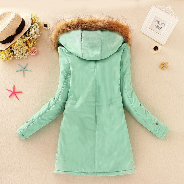 Autumn Winter Women’s Hooded Slim Coat