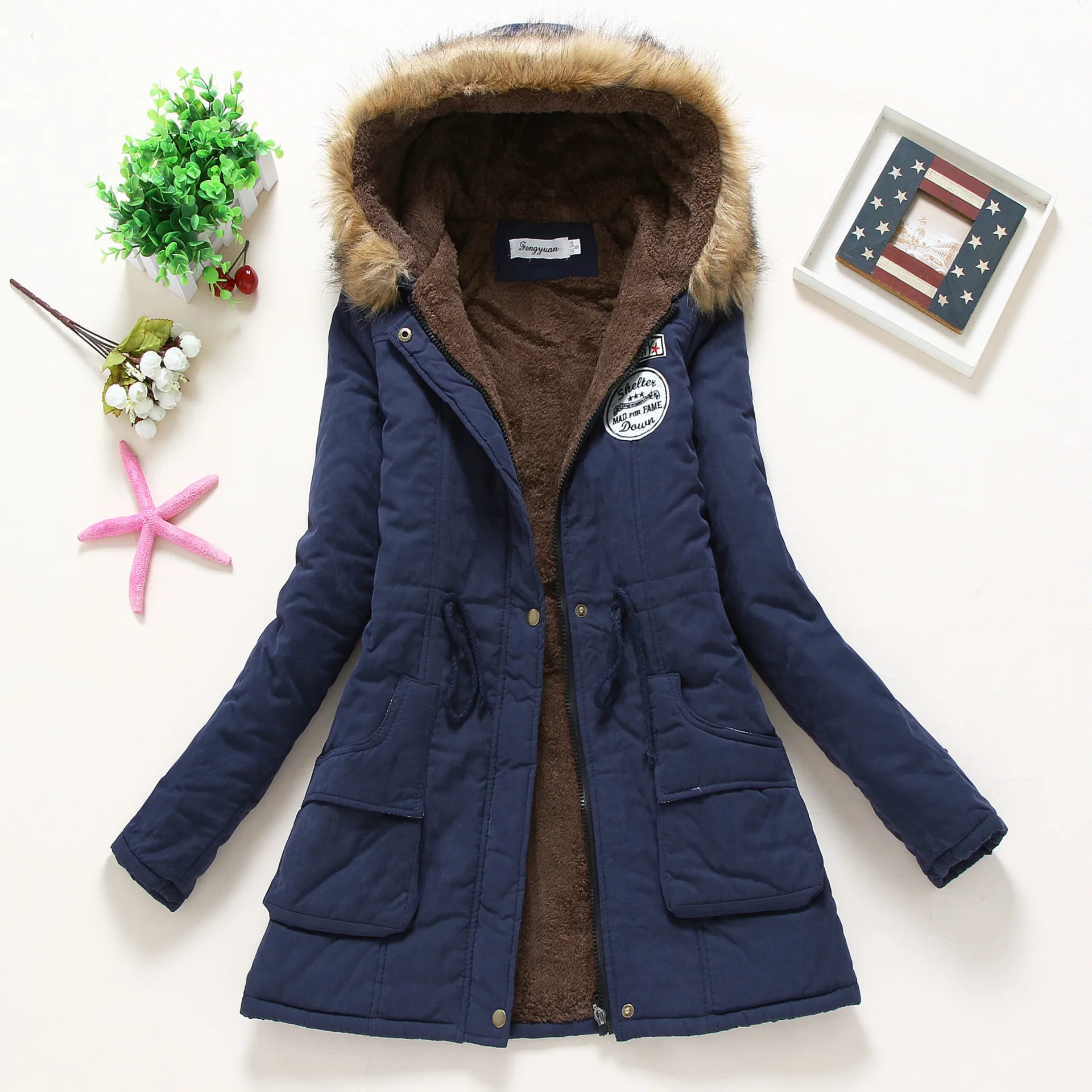 Spring Autumn Winter Jacket Thick Warm Hooded Parka