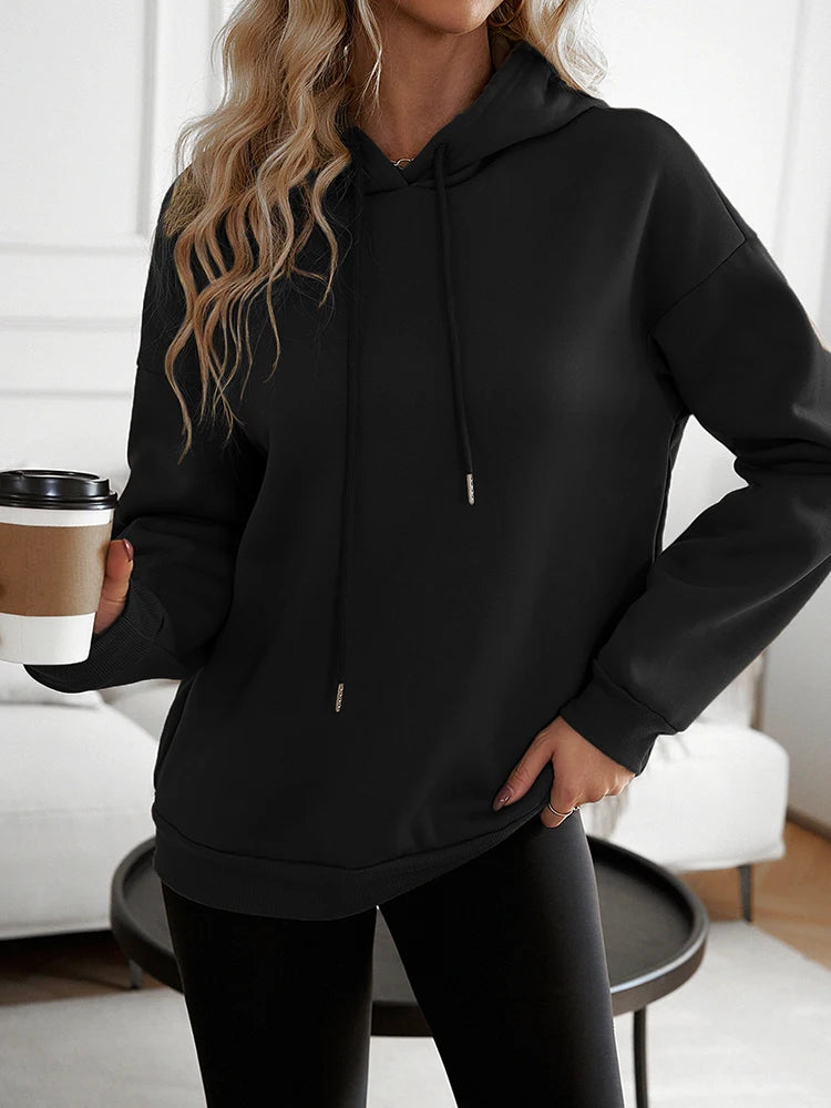 Women’s Casual Black Loose Hoodie