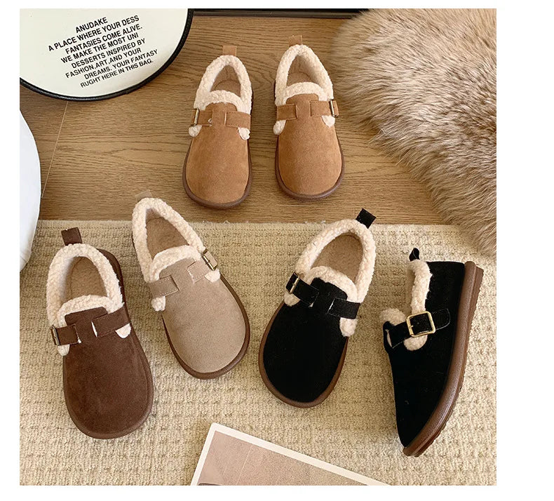 Autumn Winter Women’s Plush Flat Moccasins