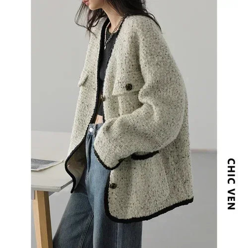 CHIC VEN Women's Woolen Coat - Autumn Winter