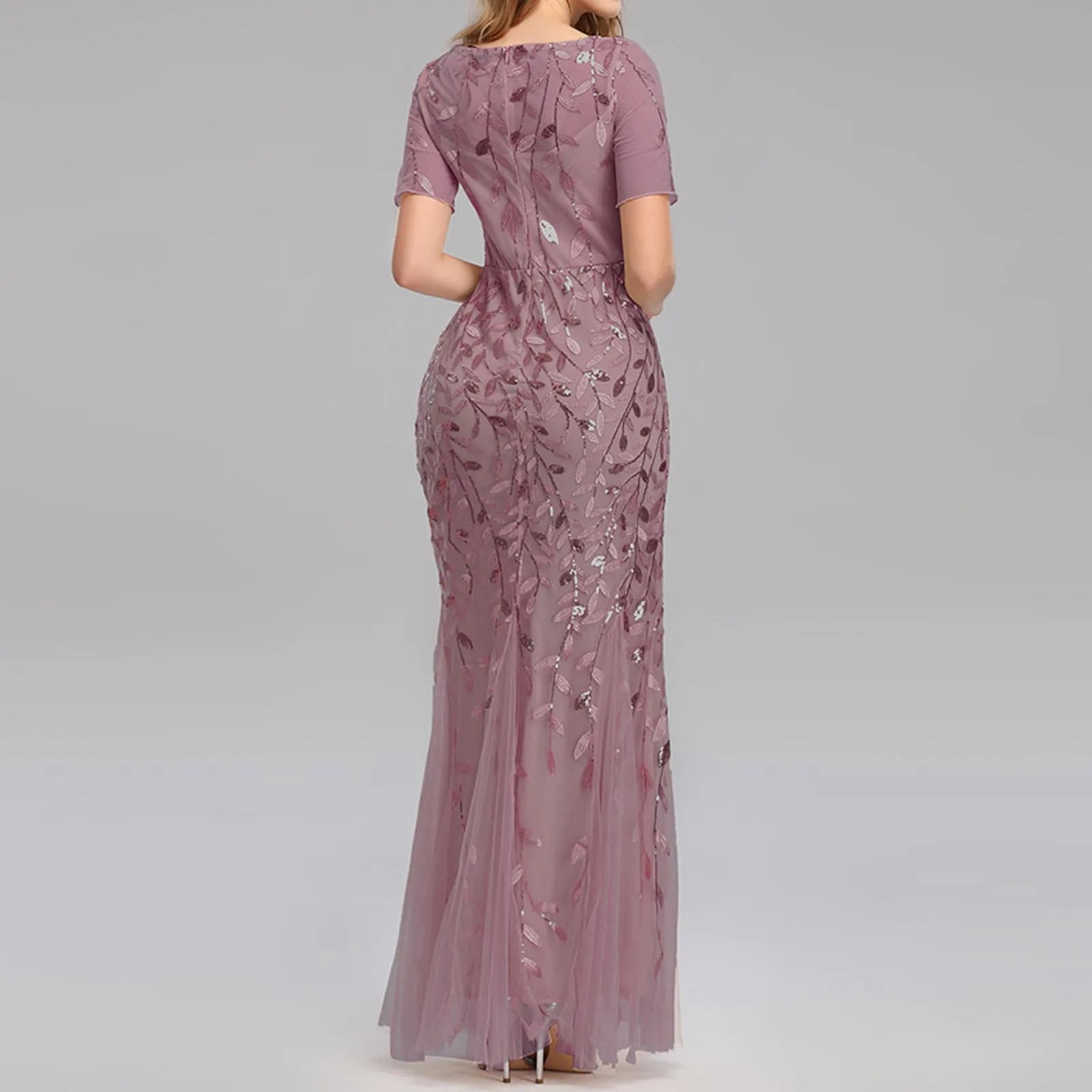 Luxury Sequin Mesh Evening Maxi Dress