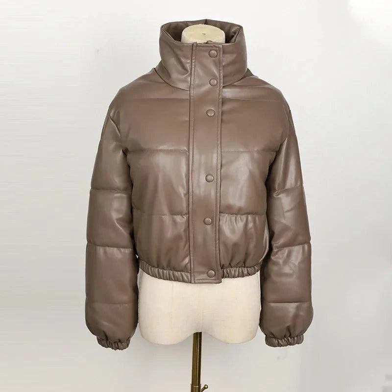 Winter Parka Coat - Thick Warm Faux Leather Jacket