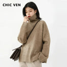 Switch Women&#39;s loose turtleneck pullover knitwear sweater in solid color for autumn and winter. 2 image