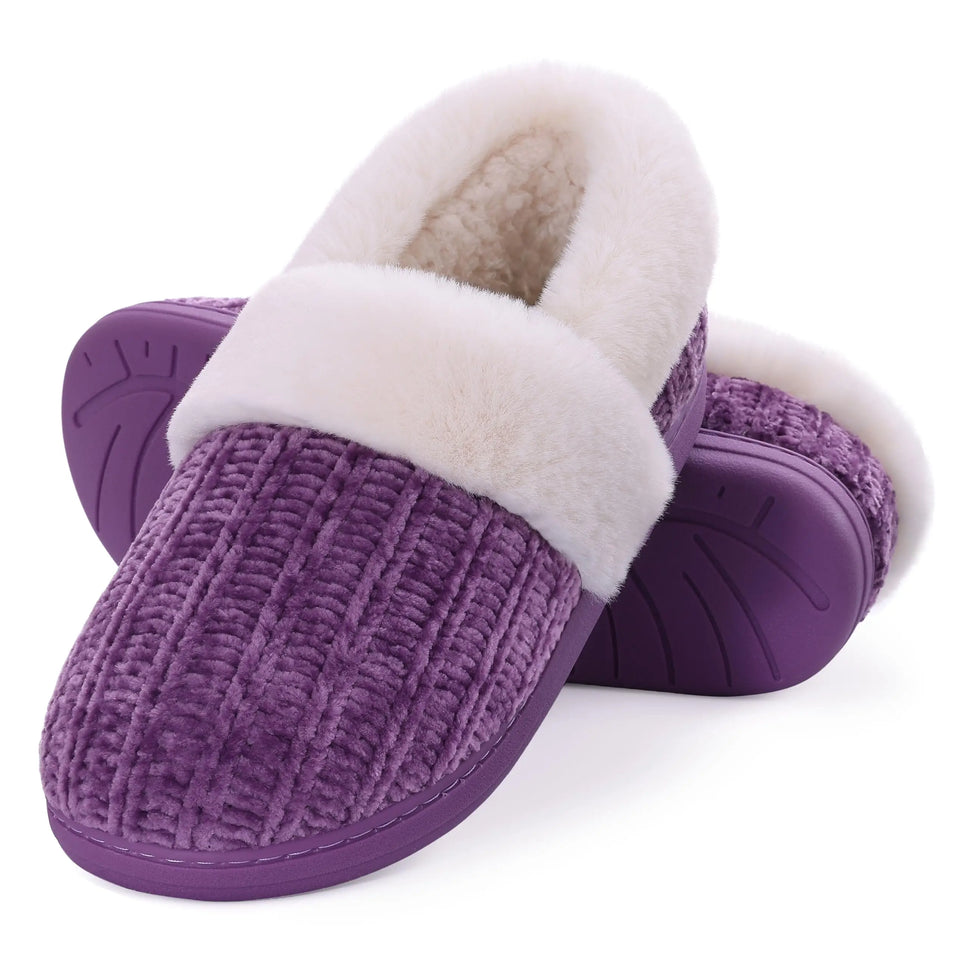 Comwarm Winter Knit Fur Slippers - Soft & Cozy