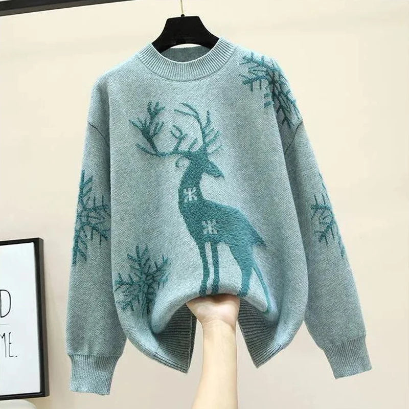 Autumn Winter Plus Size Long Sleeve Knitting Pullovers for Women