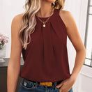 Switch Elegant sleeveless summer tank top in burgundy, with an O-neck and lightweight fabric ideal for casual outings. 3 image