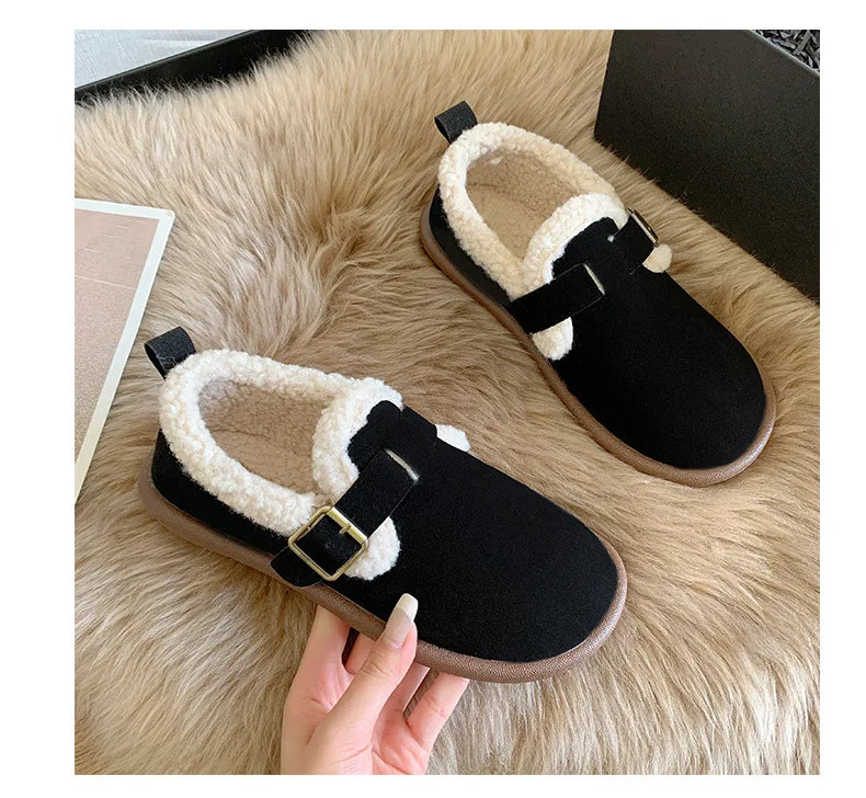 Autumn Winter Women’s Plush Flat Moccasins