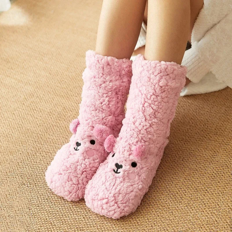 Women's Plush Non-Slip Coral Fleece Floor Socks | Alfadarling