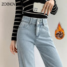 Switch Vintage high waist fleece wide-leg jeans, Alfadarling, cozy winter denim pants. 1 image