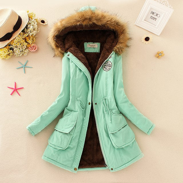 Autumn Winter Women’s Hooded Slim Coat