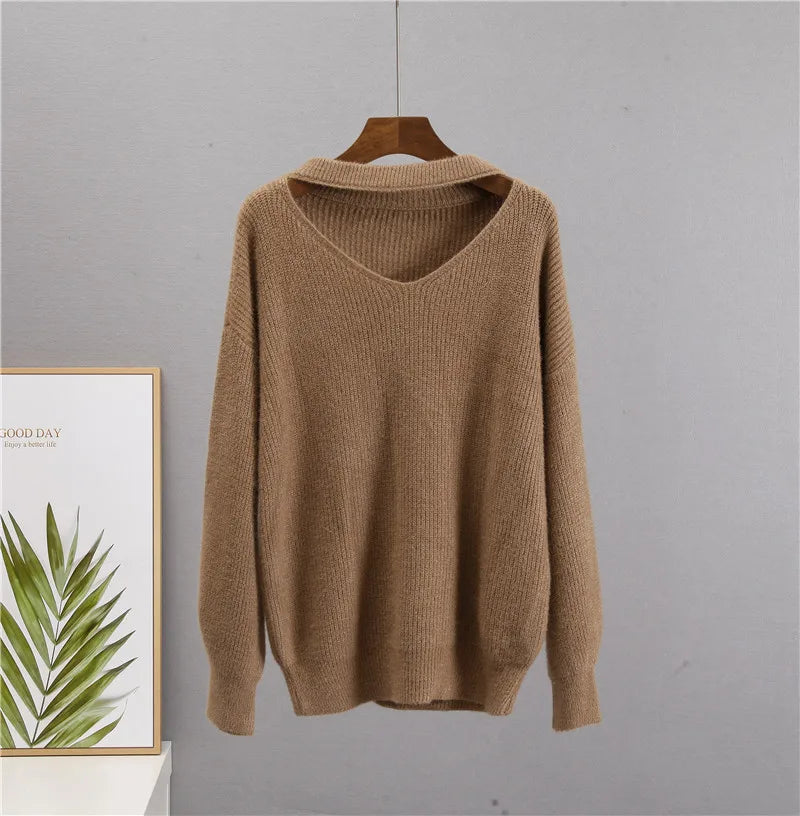 Hirsionsan Soft Loose Knitted Cashmere Sweaters for Women