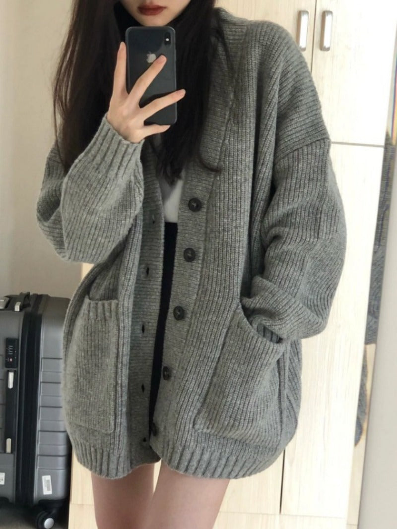 Autumn Winter Women’s V-Neck Loose Cardigan