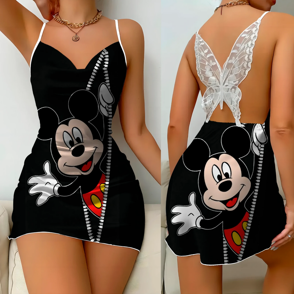 Elegant Minnie Mouse Satin Mini Dress