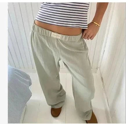 Striped Wide-Leg Casual Trousers