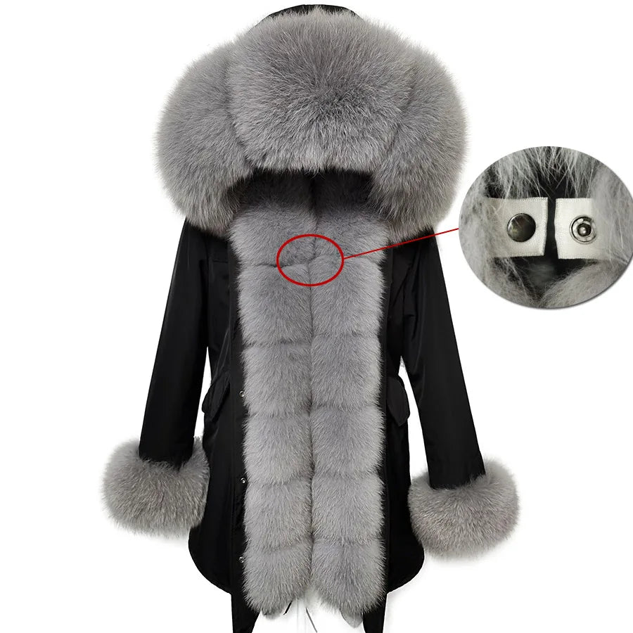 Luxury Hooded Real Fox Fur Jacket