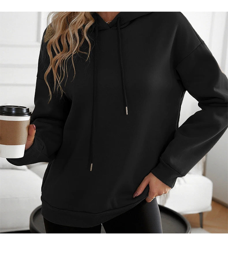 Women’s Casual Black Loose Hoodie