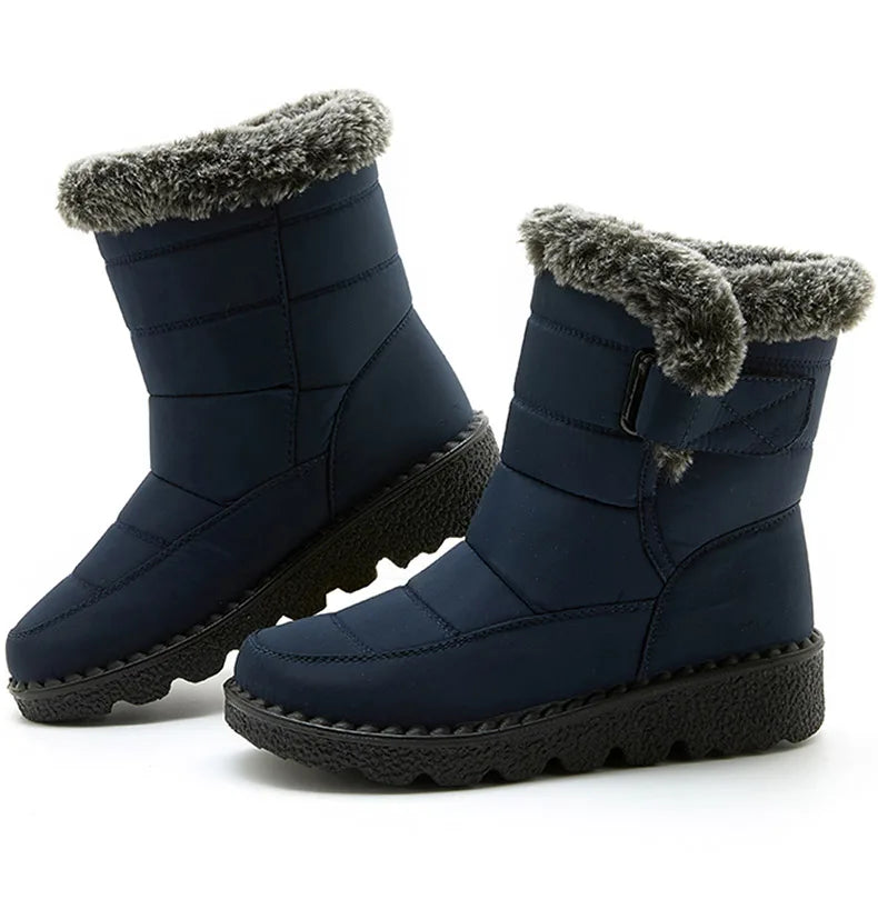 Trendy Waterproof Ankle Boots with Fur for Women