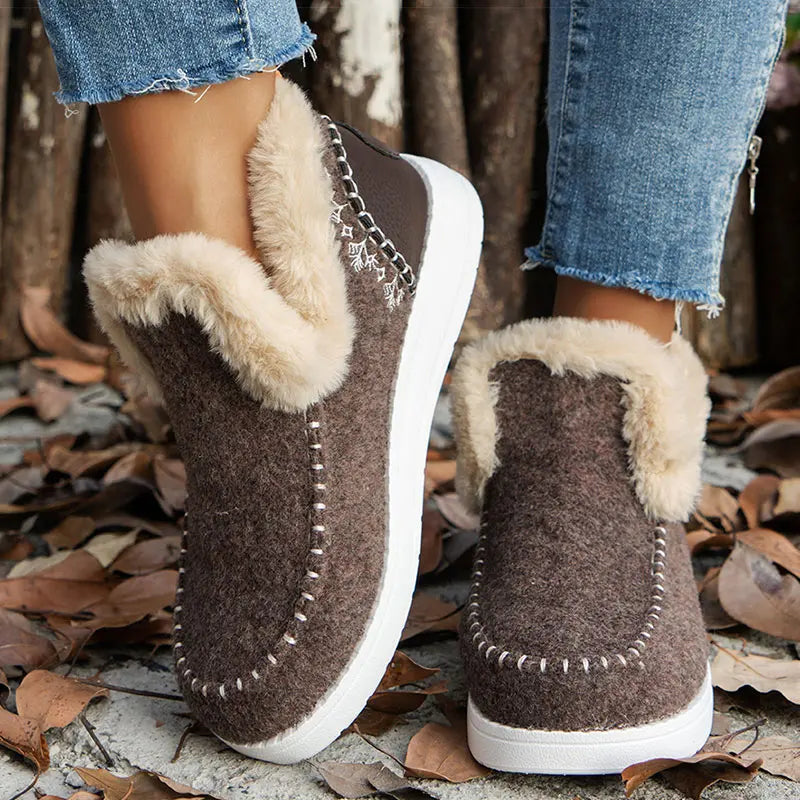 Warm Fur Slip-On Ankle Boots for Women